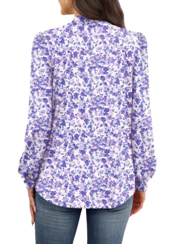 Image of WIHOLL Long Sleeve Shirts for Women Mock Neck Tops Pleated Front Blouses Dressy Casual Spring Fall Clothes 2026 Fashion