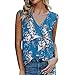 YogfegY Camiseta sin mangas con cuello en V para mujer con volantes, blusa de verano informal sin mangas estampada, delantal de cocina (azul, XXL)