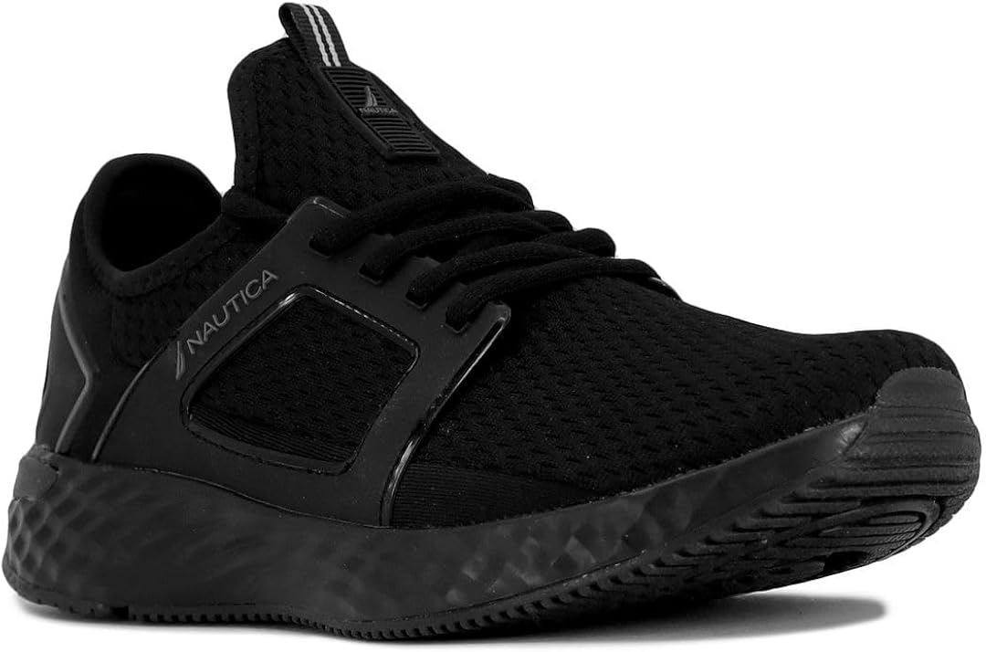 Nautica Men's Sneakers Comfortable Casual Lace-Up Fashion Walking Shoes Lightweight Joggers 7.5 Black Mono 1 Arano