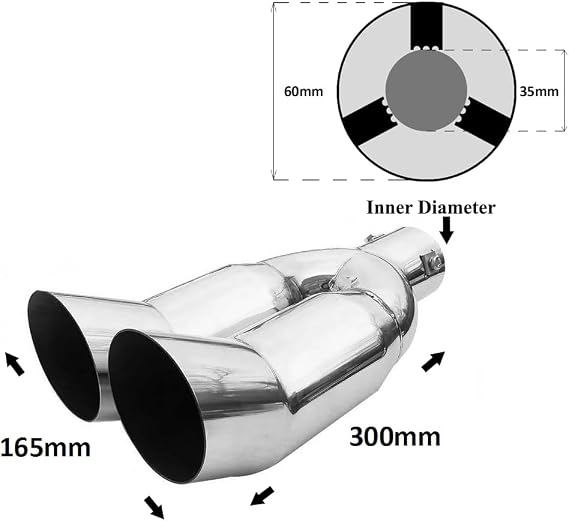 Double Dual Twin Exhaust Tip Trim Car End Pipe Tail Sport Muffler Stainless Steel Chrome Universal