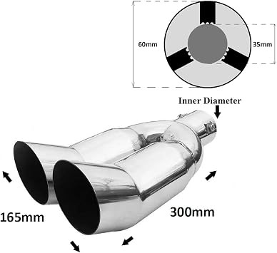 Double Dual Twin Exhaust Tip Trim Car End Pipe Tail Sport Muffler Stainless Steel Chrome Universal