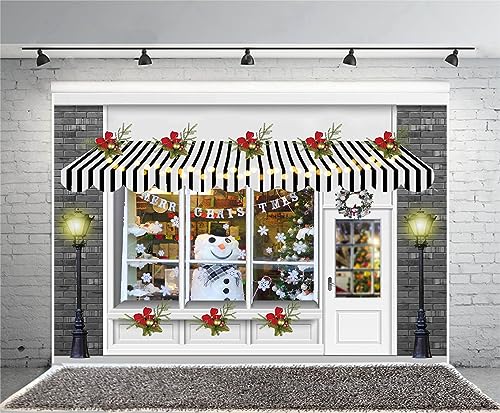 Haosphoto Merry Christmas Bakeshop Backdrop for Photography 7X5FT Snowman Backdrops Santa Cookies Store Bread Christmas Tree Wreath Xmas Background for Happy New Year Photo Studio Props Vinyl HS1046 - Image 2