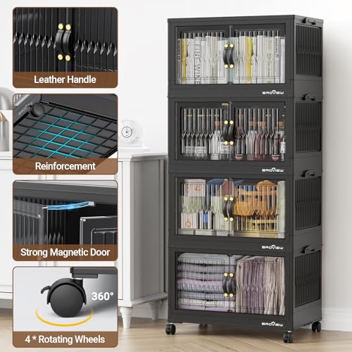 Image of BROVIEW 240Qt Stackable Storage Bins with Lid for Home Dorm, 3Pack Black