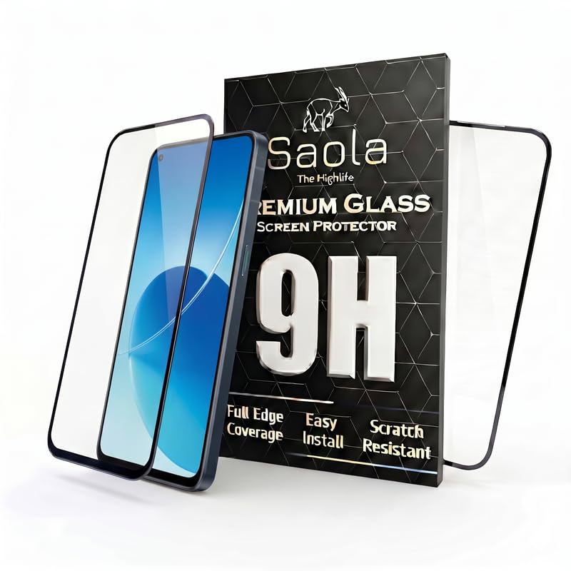 Image of Saola HD+ Oleophobic Tempered Glass Screen Protector For Oppo Reno 6 5G (Pack Of 2) with Free Installation Kit. Full screen Coverage - 6.43 inch