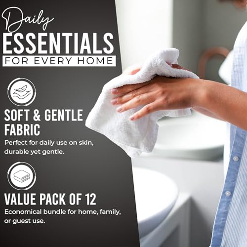 Image of DAN RIVER 12 Pack Wash Cloths for Showering [12x12] - 100% Cotton Washcloths Premium Quality Flannel Face Cloths for Bathroom, Highly Absorbent and Soft Feel Wash Clothes, Assortment 1