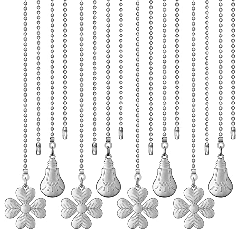 Image of Ceiling Fan Pull Chain 8 pcs 3mm Diameter Beaded Ball Fan pulls Decorative 13.9 Inches Fan Pulls with Connector (Nickel)