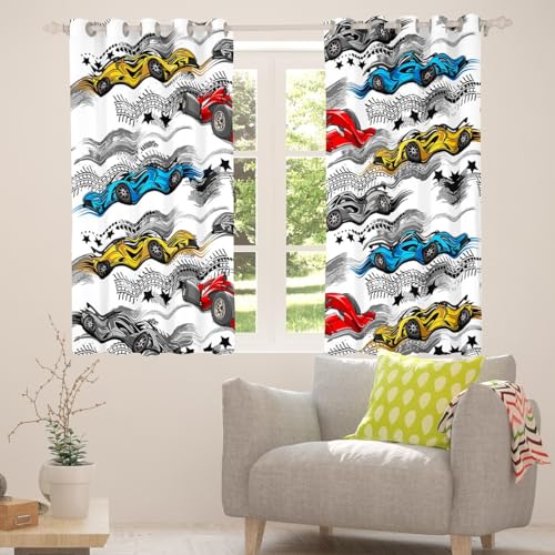 Colourful Racing Car Blackout Curtains for Teens and Adults - 2 Panels 66Wx72L for Bedroom and Living Room - Image 4
