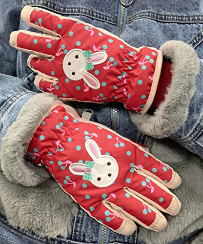 Image of TRIWONDER Kids Winter Gloves Waterproof Ski Snow Gloves for Cold Weather Girls Snowboarding Skiing Sport Warm Mittens (Red, S (4-6 years old))