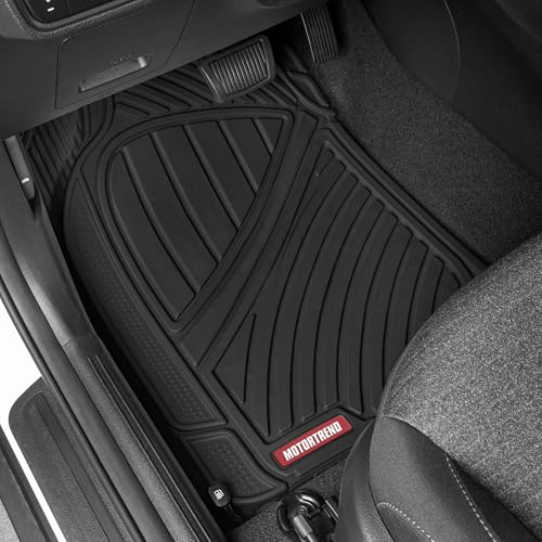 Motor Trend FlexTough Performance All Weather Rubber Car Floor Mats - Heavy-Duty Waterproof Black for Cars Truck SUV
