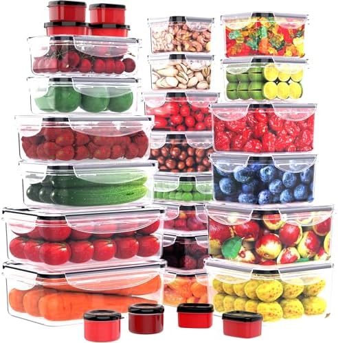 RockBerry 56 PCS Food Storage Containers with Lids Airtight- Plas...