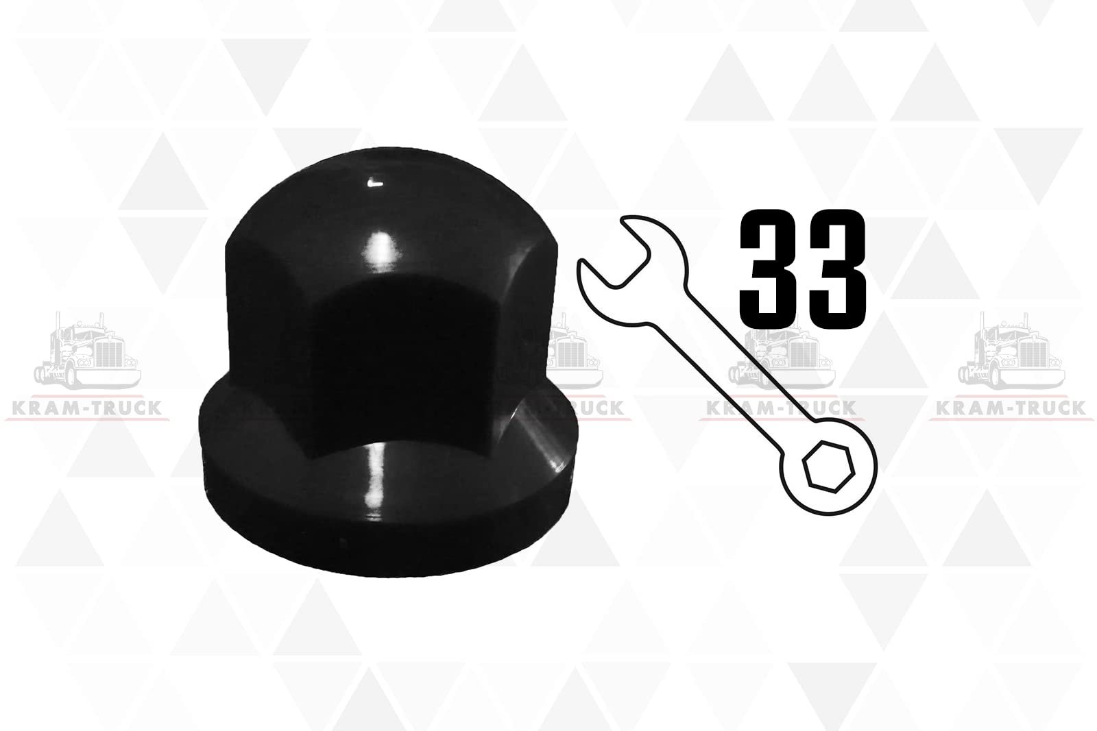KRAM-TRUCK Lot de 100 capuchons d'écrou de roue courts en plastique pour camions et remorques Largeur de clé 33 mm Très résistant aux rayures pour MAN DAF Scania Mercedes Trucks Remorques Noir