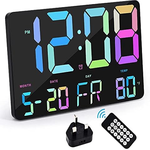 U-picks Digital Clock Large Display,11.5" Large Wall Clock,Bedside Clock with Wireless Remote Control,Oversize Digital Alarm Clock with Date Temp,12/24H,Large Size for Home Office Kitchen School Gym Cover