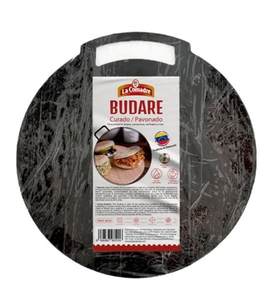 BOEMY Budare La Comadre 28 cm Curado y Pavonado de Hierro | Plancha Tradicional Antiadherente para Arepas, Cachapas y Panquecas | Compatible con Cocina de Gas y Vitrocerámica | Budare Resistente