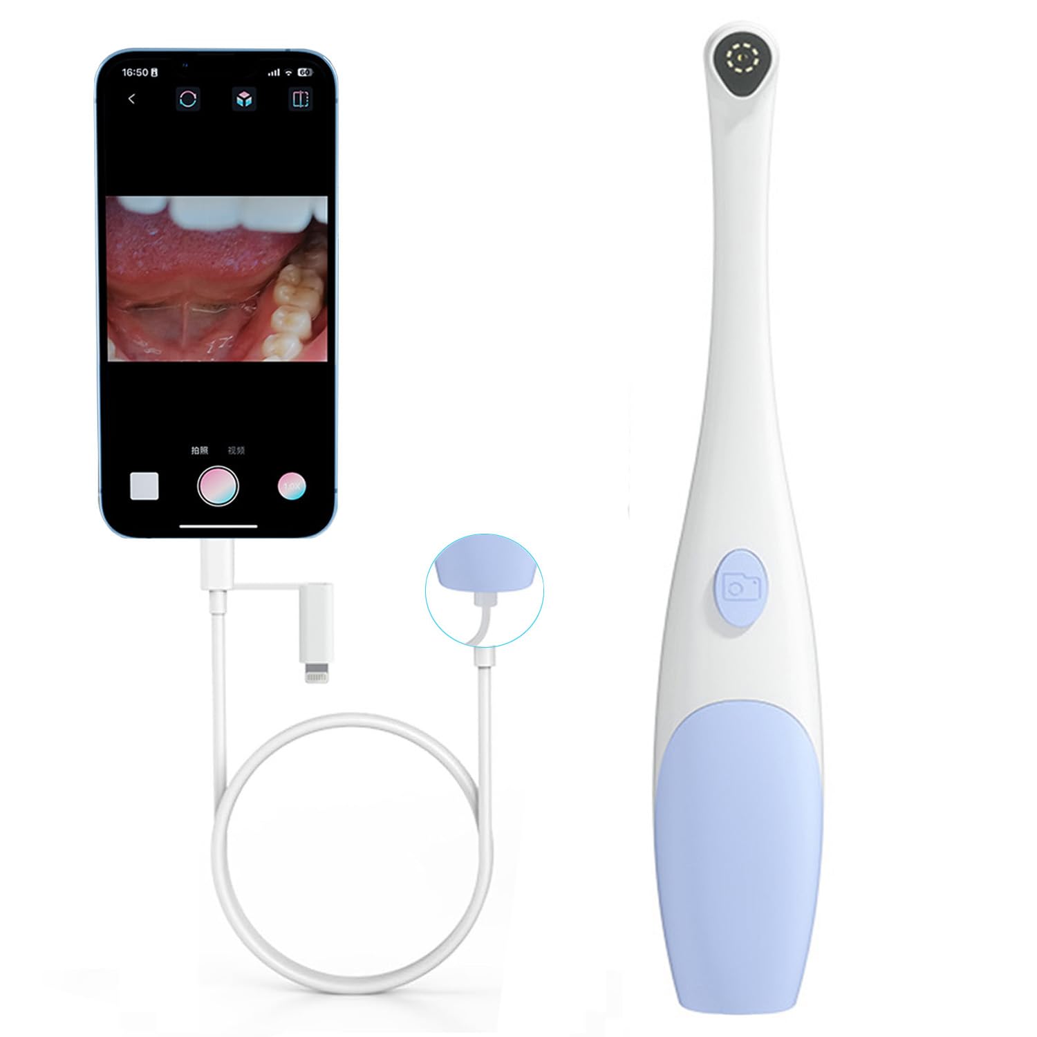 Endoscopio dental cámara intraoral 1920P con vídeo de inspección para Android e iOS 8