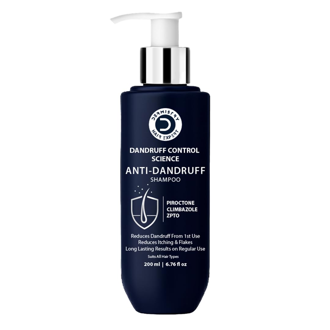 Anti-Dandruff Contol Shampoo Climbazole Piroctone ZPTO Reduces Dryness Flakes Itching Irritation Exfoliates Both Dry & Oily Itchy Scalp Suits Dry Frizzy Curly All Hair Types Men Women 200ml