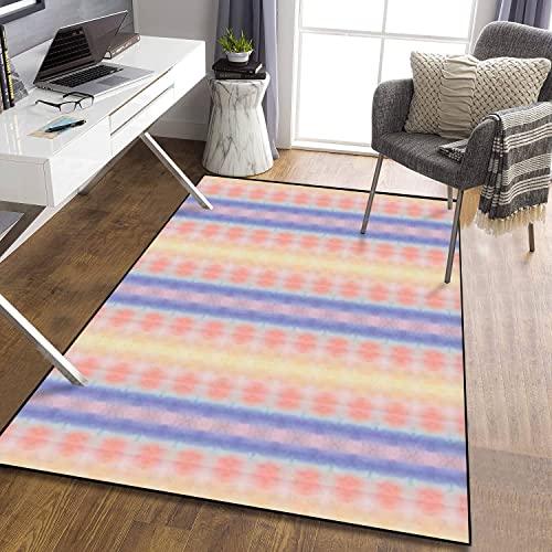 Multi Color Geometric Zig Zag Batik Pastel Bohemian Brush Seamless Area Rug Non-Slip Floor Mat Nursery Home Carpet Large Throw Yoga Mat Doormats Living Room Indoor Outdoor Runner Rugs Playroom 2'7"X4' #TOP1