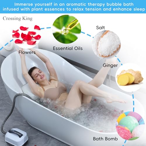 Bath Spa Massage Mat: Portable Bubble Bath Machine for Tub - Body Bubble Bath Machine with Anti-Slip Mat, Electric Air Pump, Inflatable Pillow and Remote, Home Large Size