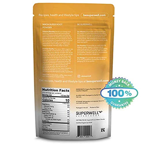 SUPERWELL Maca Powder (15 Oz / 212 Servings) | Maca Root Powder 100% USDA Organic | Raw | All Natural | Premium Superfood | Adaptogenic Herb Improves Health, Mood, Energy, Stamina & Balances Hormones