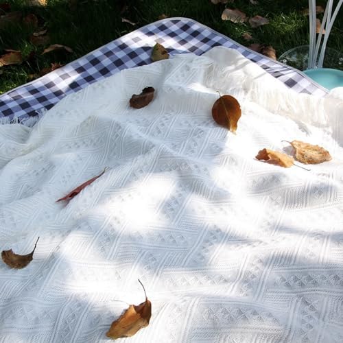 croselyu Picknickmatte, Campingdecke, Strandtuch, Picknick-Tischdecke, Zelt, Bodenmatte, Park, Freizeitdecke, Outdoor-Campingmatte, 1 Stück (weiß, 130 x 180 cm)