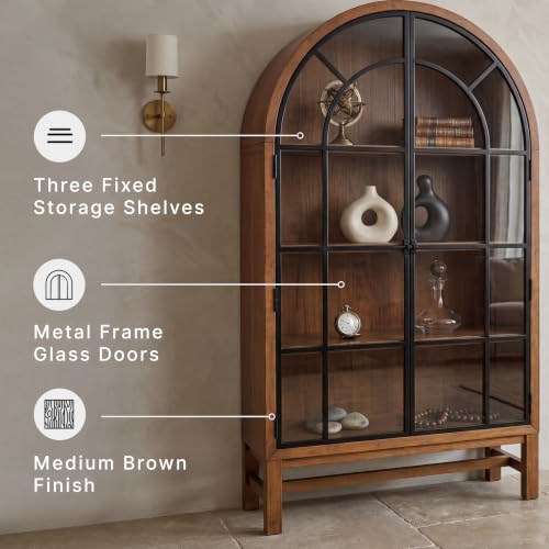 Image of Signature Design by Ashley Basinger Glass Door Display Cabinet, Brown