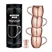 Navaris 4X Taza de Cobre para Moscow Mule - Set de jarras de Acero Inoxidable Chapado en Cobre de 500 ML - Tazas para Bebidas frías con Vaso medidor