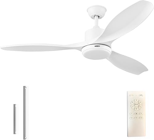 Miniatura 1 de YJFAN Ventiladores de techo de 56 pulgadas con luces, ventilador de techo blanco moderno con control remoto, motor CC silencioso reversible, luz de