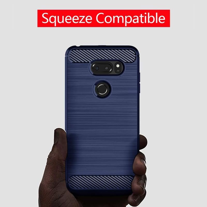 Image of NPRC Hybrid Ultra Slim Protective Case TPU Non-Slip Carbon Fiber Texture Shockproof Case Cover for Lg V30 - Blue