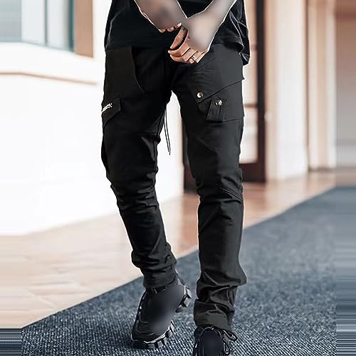 Men's Techwear Cargo Pants Streetwear Work Pant Slim Fit Tapered Outdoor Hiking Trousers with Zipper Pocket2