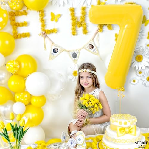 Image of KatchOn, Giant Yellow Number 7 Balloon - 40 Inch | 7th Birthday Balloon