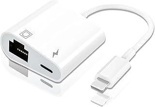 Lightnning to Ethernet Adapter, ARCELI 2 in 1 RJ45 Ethernet LAN Network Adapter with Charge Port Compatible with iPhone/iPad/iPod, Plug and Play, Supports 100Mbps Ethernet Network