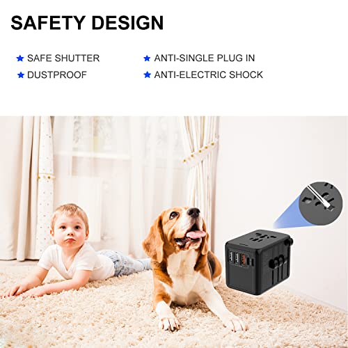 Image of JMFONE 35W PD Universal Travel Adapter, Fast Charging International Power Plug Adapter with 3*USB-A & 2*USB-C Ports and Multi AC Sockets, All-in-one Travel Outlet Conversion Plugs for 200+ Countries