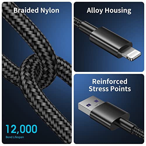 Iphone Charger Cable 3Ft Lightning To Usb Cables Fast Iphone Charging Cord 5Pack [Apple Mfi Certified] Nylon Braided For Iphone14 Plus/Iphone13 Pro Max/12 Pro/11 Mini/Xr/Xs/X/8/7/Plus/6S/6/Se/Ipad #TOP3