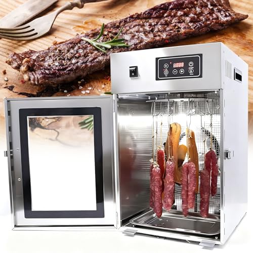 Trockenschrank Für Fleisch Edelstahl Mit LED-Anzeige Dry Aged Reifeschrank Mit 14 Haken Temperaturregelung 30-90 Und 24-Stunden-Timer Für Trockenfleisch Wurst
