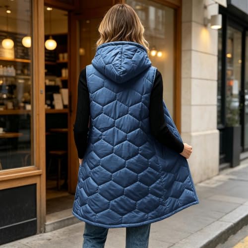 Lainyong Womens Long Vest with Pockets Winter Lightweight Quilted Jackets - image 3