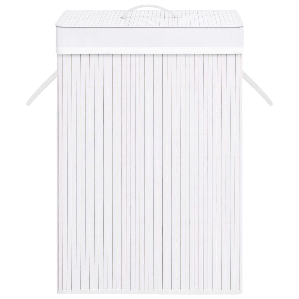 Cesto portabiancheria in bambù bianco 72 l
