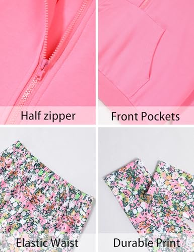 Image of Girls Clothes 2Pcs Outfit Set with Zip-up Top and Trendy Printed Pants Teen Girl Clothes 6-14Y