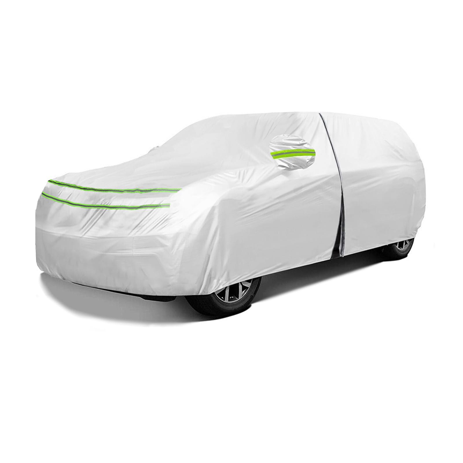 Full Surround All Weather Car Cover Universal Fit for SUVs Body Length up to 178", Waterproof Snow Proof UV Proof Scratch Proof Bird Proof Excrement with Zipper Cotton -Silvery