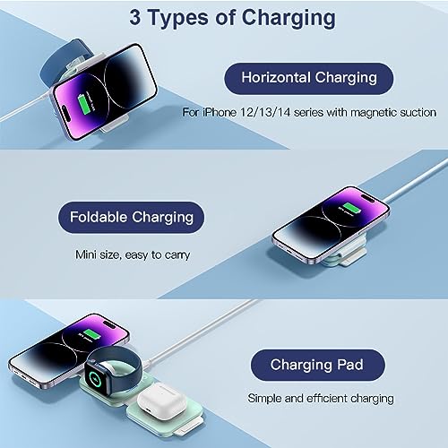 ZUMSEY 3 in 1 Wireless Charging Station for Apple Wireless Charger for iPhone 17 Pro Max/16/15/14/13/12 - Image 2