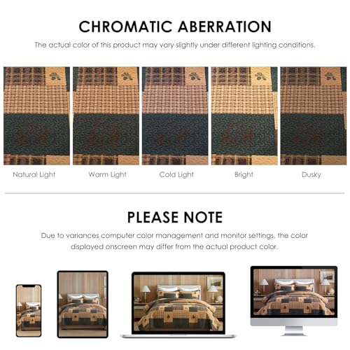 Image of Cabin Plaid Quilts Queen Size - 100% Cotton Western Bedding Set