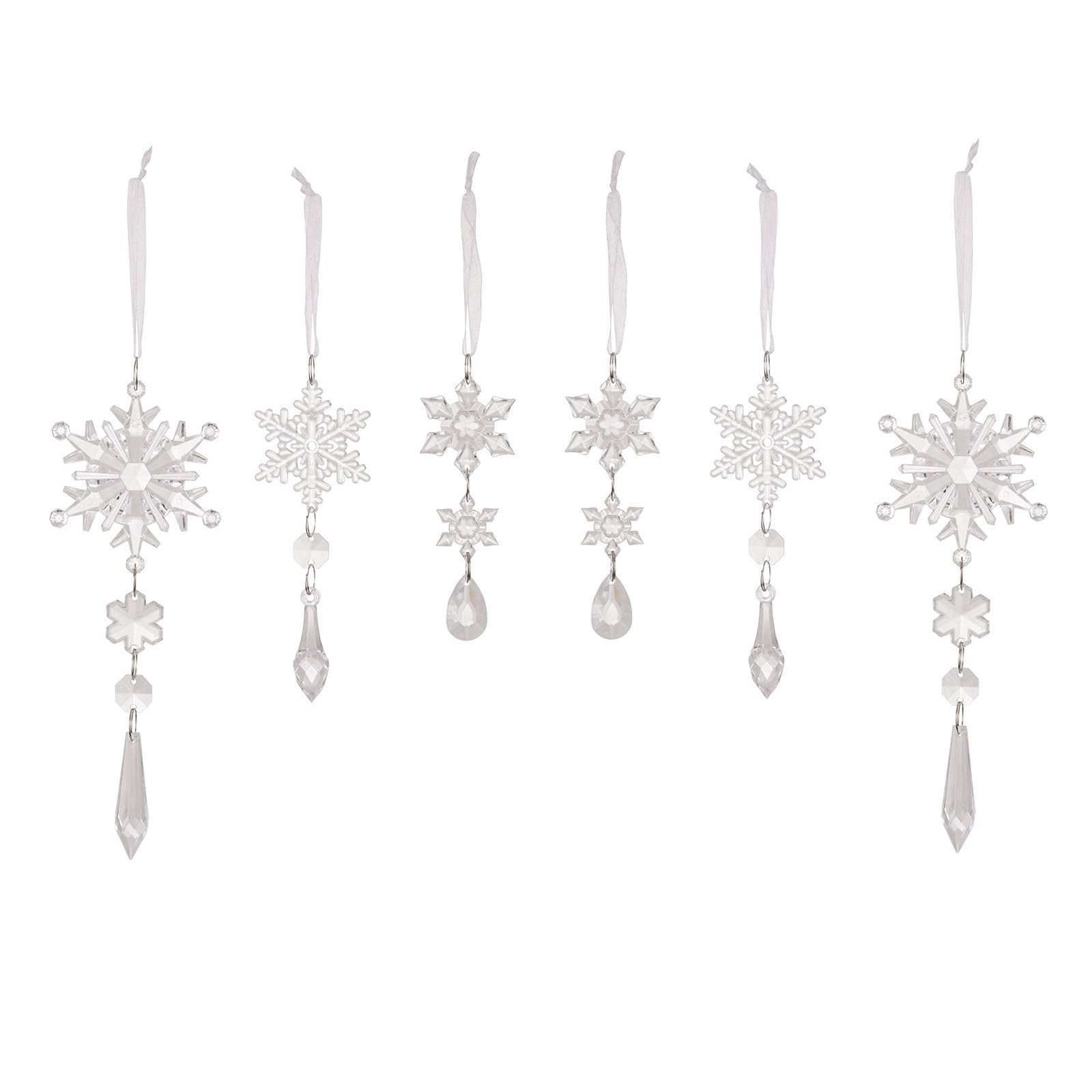 Elnwnnkc Of 6 Christmas Tree Hangings Snowflakes Charm Ornament Acrylics Indoor Outdoor Decoration Festival Accessories Festival Hanging Snowflakes