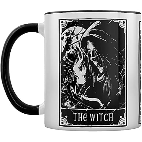 Deadly Tarot Witch, Cauldron & Familiar Inner 2-Tone Tea and Coffee Mug Black Cover