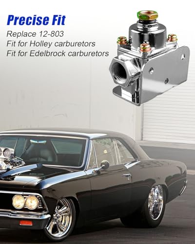 Image of Adjustable Fuel Pressure Regulator with Gauge Fit for Holley Edelbrock | Replace 12-803, 4-1 /2-9 PSI, 3 /8in NPT