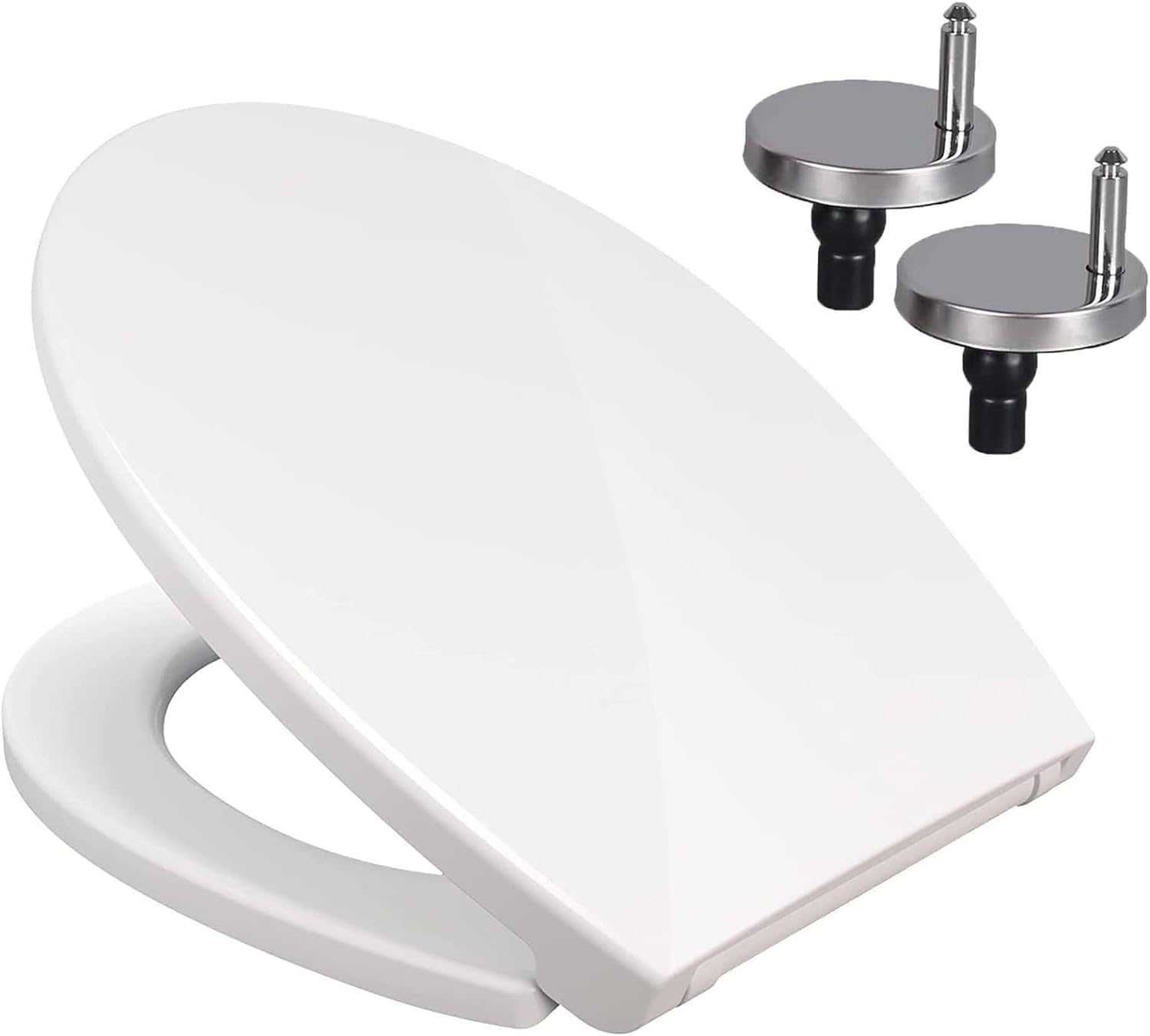 Soft Close Toilet Seat Cover White Standard Size Loo Seat Quick Release for Easy Cleaning Hard Wearing Premium UF Material Heavy Duty Durable WC Easy Installation Dual Fixing & Adjustable Hinges AAN®