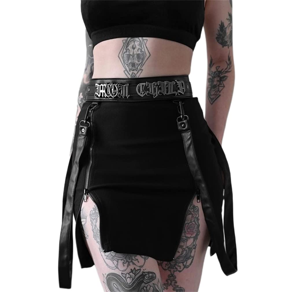 Goth Skirts for Women Black Sexy Punk Rock Skirt High Waisted