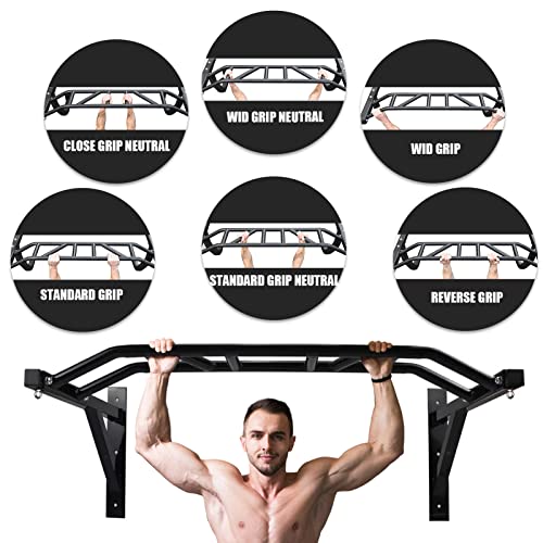 BDL Wall Mounted Pull Up Bar Chin Up bar Multifunctional Dip Station for Indoor Home Gym Workout, Power Tower Set Training Equipment Fitness Dip Stand Supports to 440 Lbs - Image 3