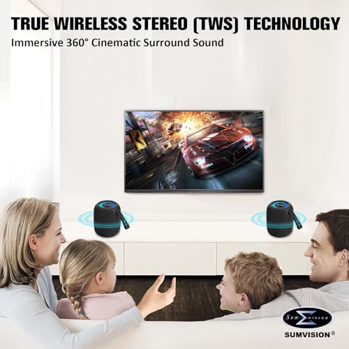 Sumvision Monic Wave Portable Bluetooth Speaker True Wireless Stereo Speakers 3D Sound Enhance RGB 21Hr 1800mAh Long Life Battery Bluetooth 5.4 USB C Fast Charge Drop Protect UK Design UK Tech Support - Image 4