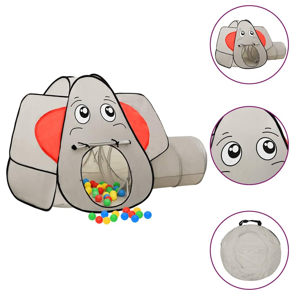 Spielzelt in Elefanten-Form Grau 174x86x101 cm mit Spieltunnel für Kinderzimmer Garten und Outdoor, faltbar, robustes Polyester, ideal zum Krabbeln, Verstecken, Spielen, Geburtstag