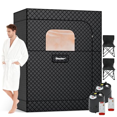 2 Person Sauna Box - Portable Sauna for Home with Upgraded 3L 1500W Steamer*2 Folding Chair*2 and Non-Slip Mat for Relaxation Spa 5-Layer Waterproof & Insulated Steam Saunas Tent 4.5 * 3 * 6ft XL