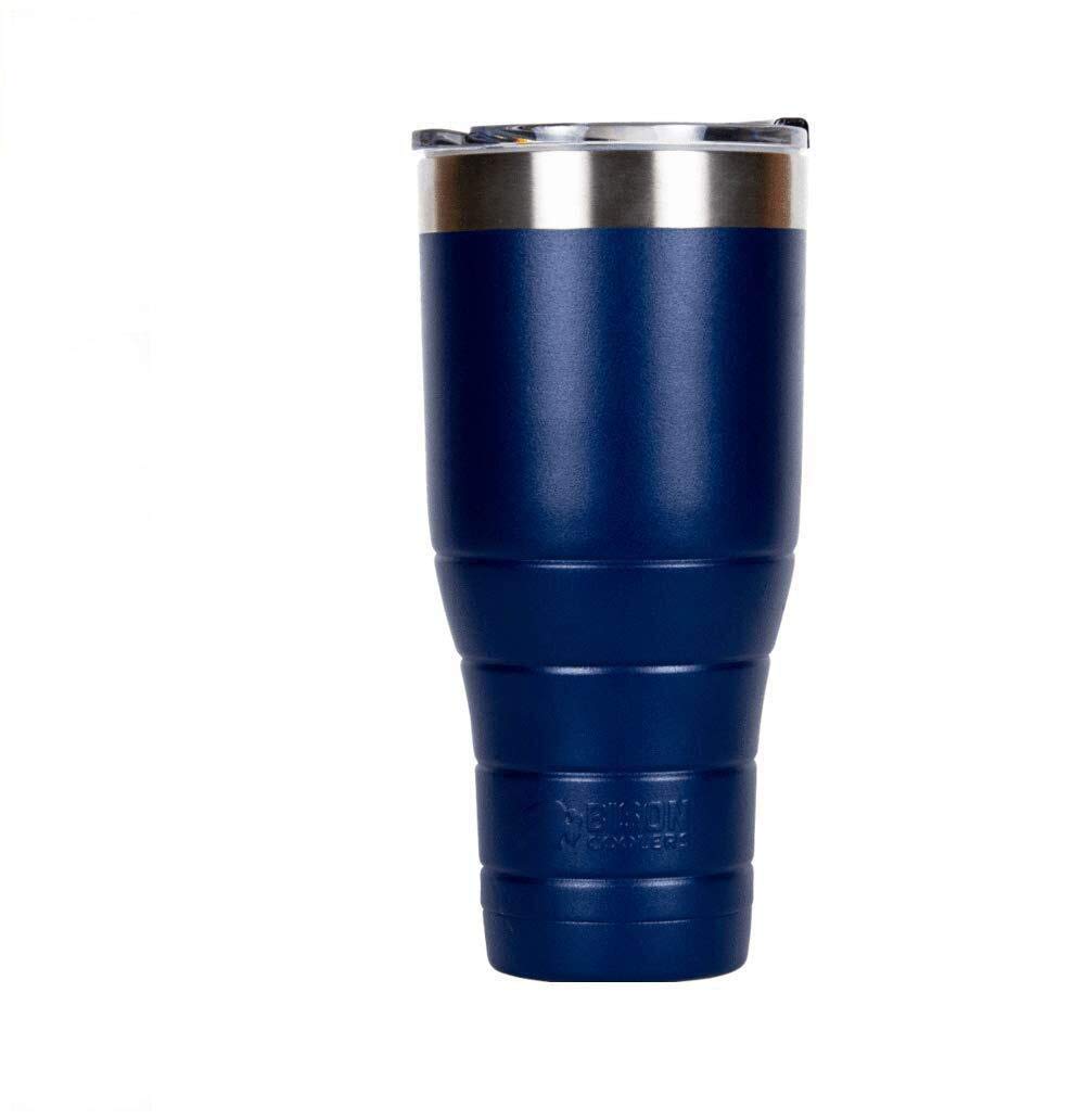 BISON COOLERS 32 oz Tumbler Double-Wall Vacuum Insulated 18/8 Stainless Steel Drink Container | Powder Coated Cup with Leak Proof Flip Top Lid | Sweat Proof Design for Hot or Cold Beverages (Navy)