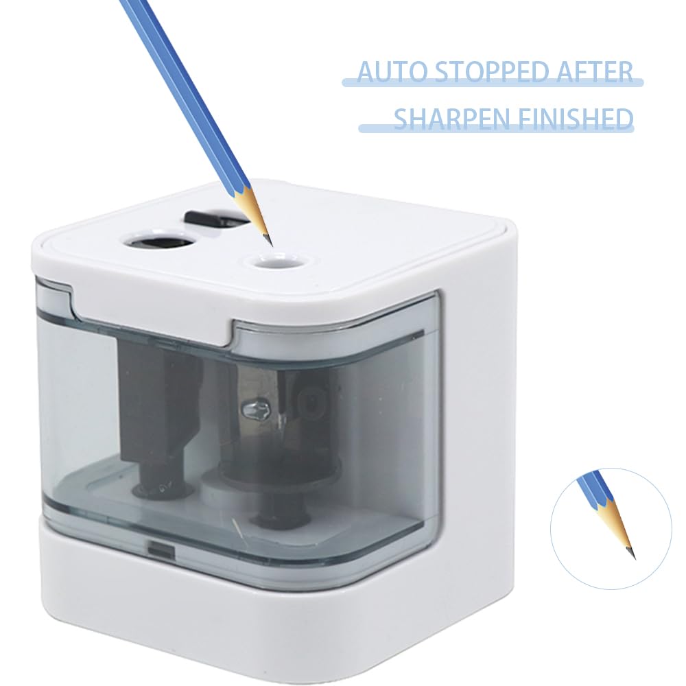 Temperamatite elettrico JIJICZ 6-12mm USB E Batteria Temperamatite Elettrico Con Contenitore Temperamatite Elettronico Automatico Per Penne Spesse E Sottile Bambini Casa Scuola Bianco